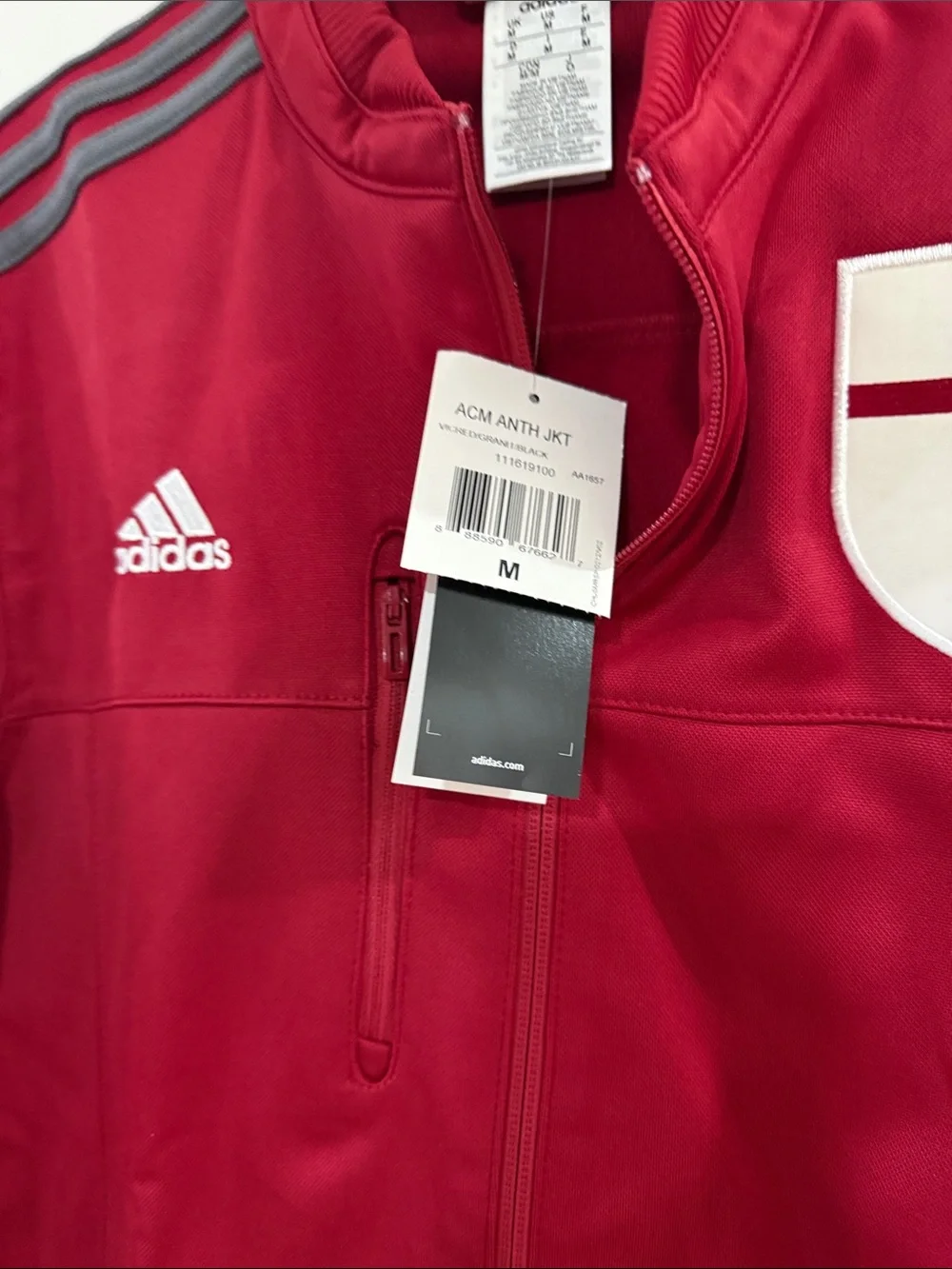 Authentic vintage adidas AC Milan Red Full-Zip Soccer Track Jacket with Crest m